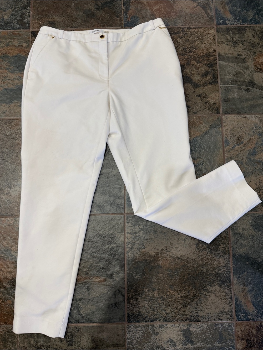 Calvin Klein White Cropped Pants